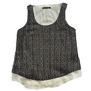 Zac & Rachel Blouse Sz S Black White Polka Dots Summer Dressy Chiffon Womens